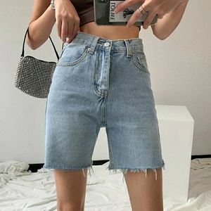 Cutoff Blue Jean Shorts 90s High Waist Mid Thigh